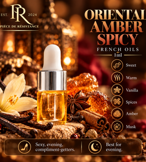 ORIENTAL / AMBER / SPICY - French Oil Dropper Bottles 1ml